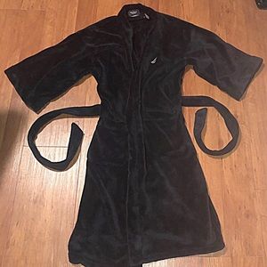 Black Plush Nautical Robe One Size Fits All Unisex